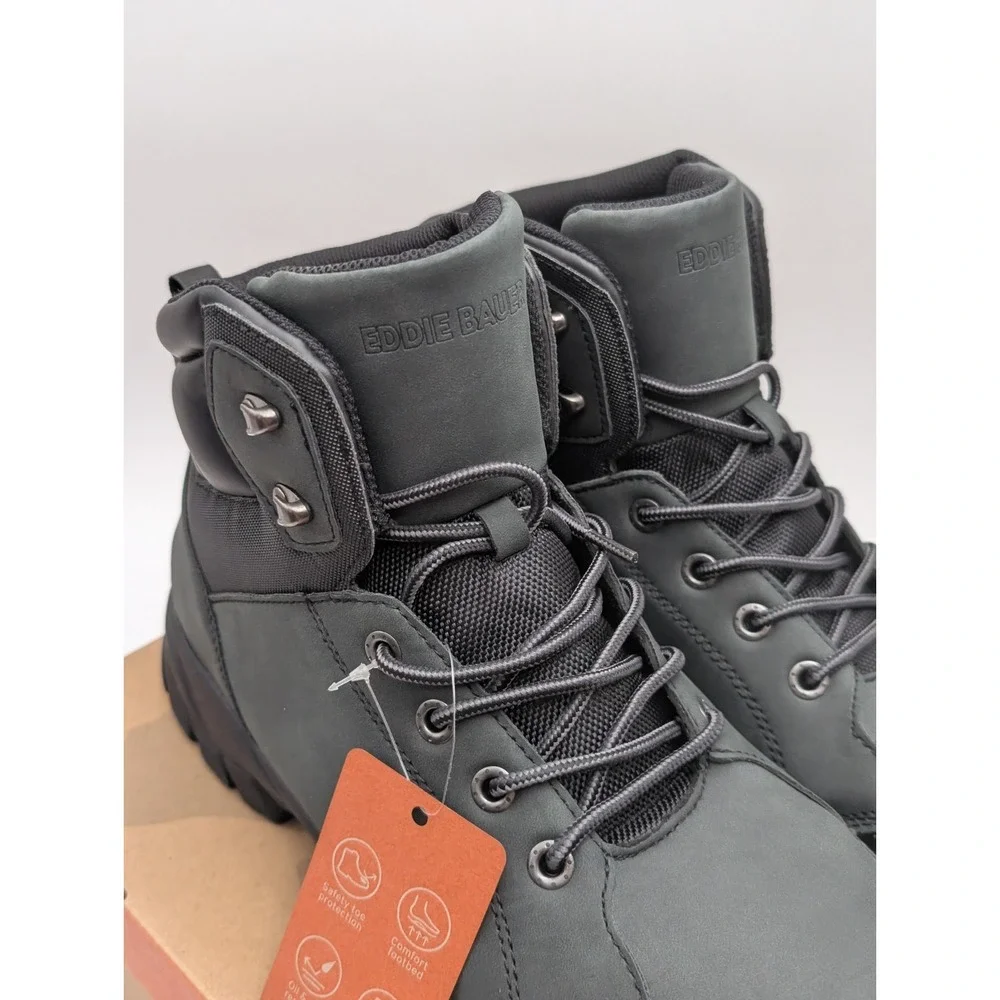 Eddie Bauer Azimuth Steel Toe Work Boots Mens 11.5 M Black Gray Safety Boots